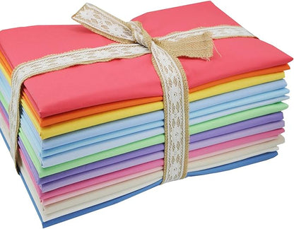 Pre-Cut Fat Quarter Quilting Cotton Twill Light Candy Baby Color Fabric Bundles Craft Cloth DIY for Sewing Crafting 18x20 Inch Rose Flavor