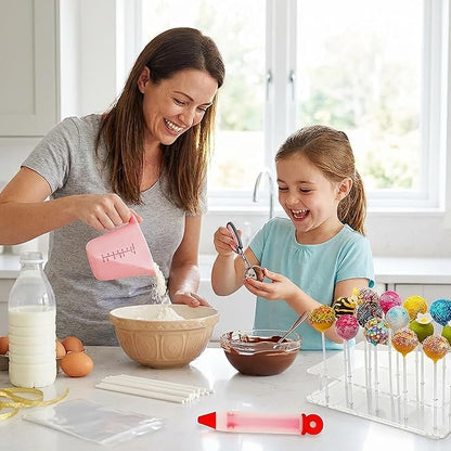 605-Piece Cake Pop Kit with Cake Pop Sticks and Wrappers, Treat Bags, Decorating Pen, Meat Baller & Display Stand - Complete Baking Set for Family Kitchen & Home Baking Enthusiasts Creating Candies