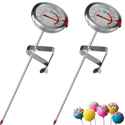 CRAFT911 Candy Thermometer with Pot Clip - Deep Fry Oil Thermometer for Frying and Candle Making - 2 Pack (White)