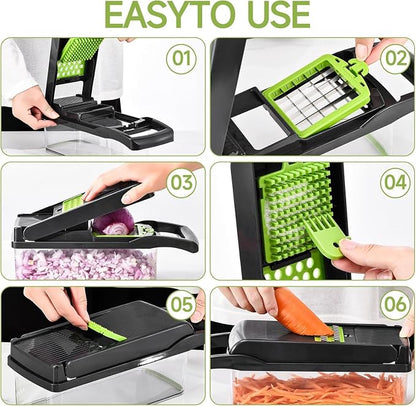 15 in 1 Vegetable Chopper, Food Veggie Chopper, Onion and Vegetable Slicer with Container, Dicer, Kitchen Gadget and Essential