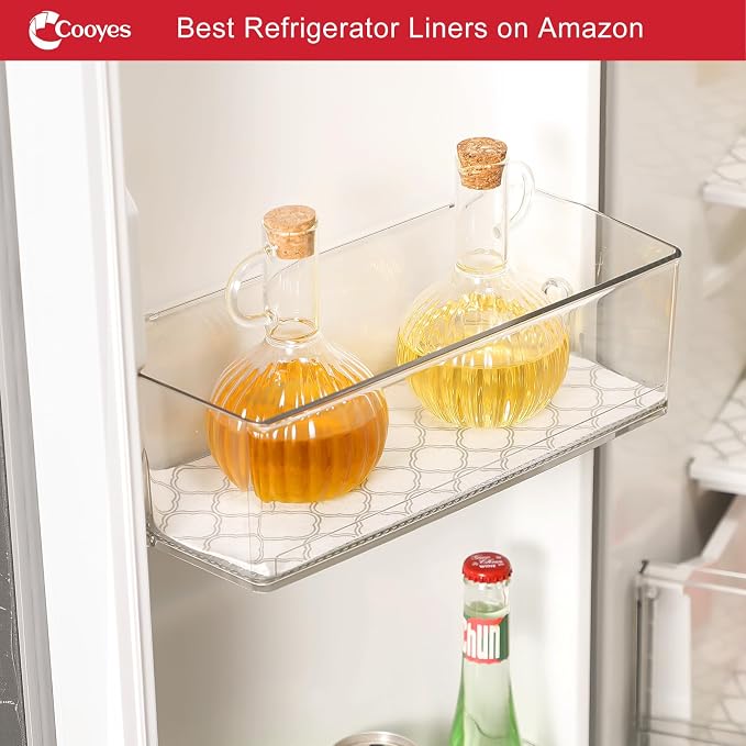 Cooyes Refrigerator Shelf Liners for French Door Fridge, 24" x 240" Extra Large, Non-Slip Fridge Mats Machine Washable, Refrigerator Drawer Liner for Glass Shelves Kitchen Cabinet