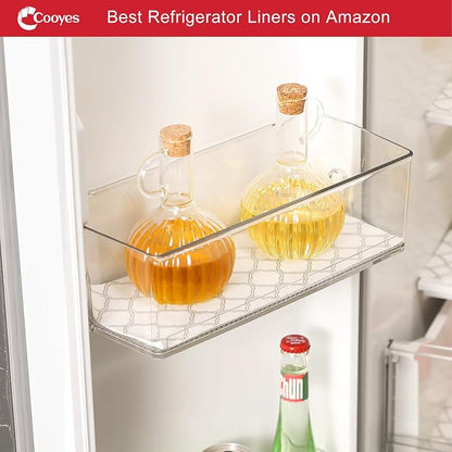 Cooyes Refrigerator Shelf Liners for French Door Fridge, 24" x 240" Extra Large, Non-Slip Fridge Mats Machine Washable, Refrigerator Drawer Liner for Glass Shelves Kitchen Cabinet