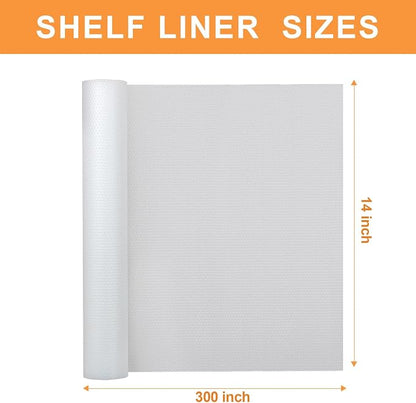 FLPMIX 14-Inch Clear Shelf Liner: Waterproof Kitchen Cabinets Drawer Liners 14 x 300 - Non-Adhesive Easy to Clean Refrigerator Mat for Pantry Shelves