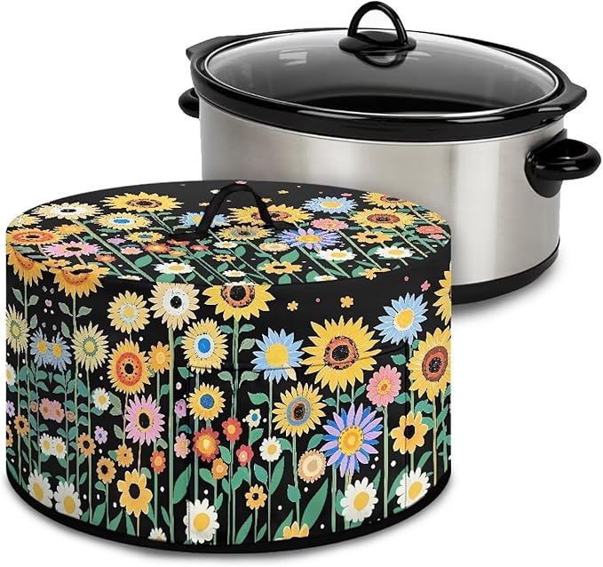 Sunflower Daisy Slow Cooker Cover for Pot Dust Cover Fits for Most 6-8 Quart Oval Slow Cooker Dustproof Small Appliance Accessories Decor