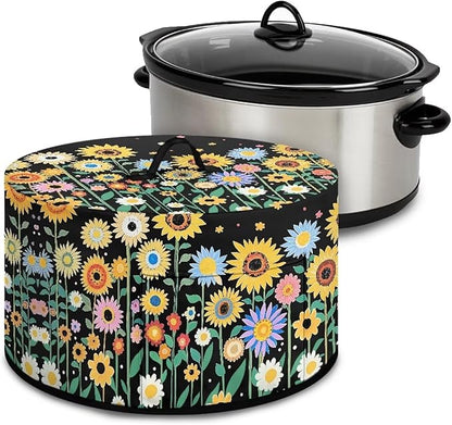 Sunflower Daisy Slow Cooker Cover for Pot Dust Cover Fits for Most 6-8 Quart Oval Slow Cooker Dustproof Small Appliance Accessories Decor