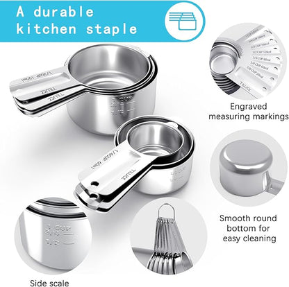 TILUCK Stainless Steel Measuring Cups Set,Kitchen Gadgets for Cooking & Baking,Set of 7