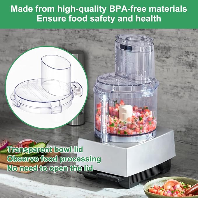 DLC-10 Series Work Bowl Cover 7-Cup DLC-117BGTXT-1 Food Processor Replacement Parts for Tritan Cuisinart,This Cover Features 4 Tabs On The Bottom Rim,Will Only Work With a Tritan Workbowl
