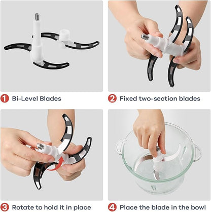 Chopper Blades Compatible with Ganiza GC10 & GC10-S Food Processor, Suitable for GC10 & GC10-S 8 Cup Glass Bowl & 8 Cup Stainless Steel Bowl,1PCS Bi-Level Blades