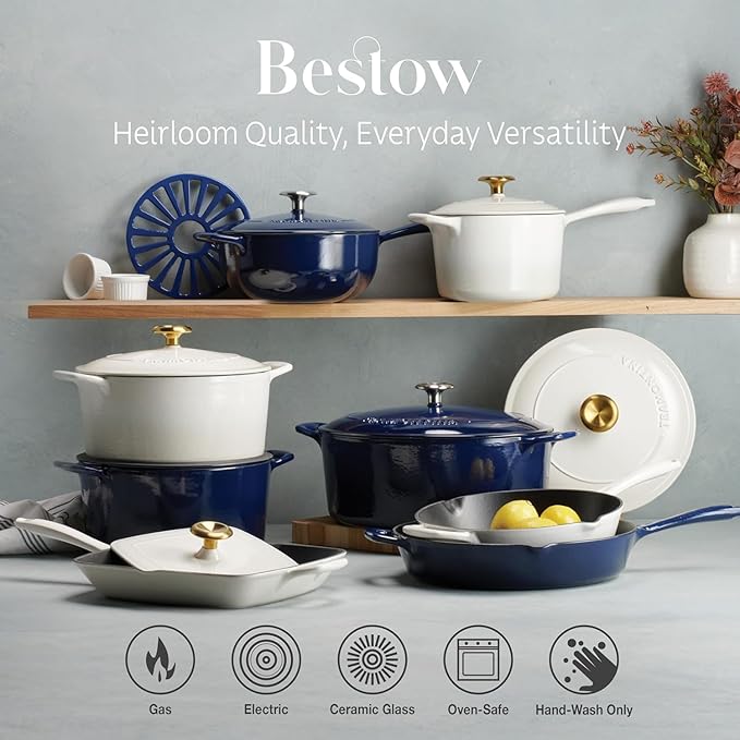 Tramontina Enameled Cast Iron Oval Dutch Oven Pot with Lid, Large 5.5-quart, Blue