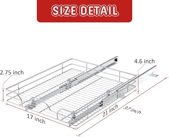 LOVMOR Pull Out Cabinet Organizer and Storage 17" W x 21" D, Slide Out Shelves for Kitchen Cabinets