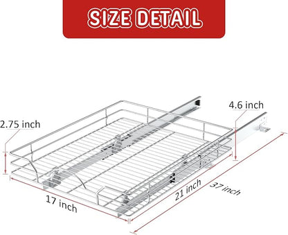 LOVMOR Pull Out Cabinet Organizer and Storage 17" W x 21" D, Slide Out Shelves for Kitchen Cabinets