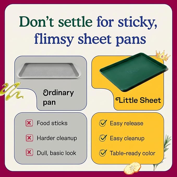 Great Jones Little Sheet (Broccoli) | Jelly Roll Pan, Quarter Sheet Pan | Aluminized Steel,13.5" x 9.5" | For Baking, Roasting, & Broiling | Premium Bakeware with Even Heat Distribution