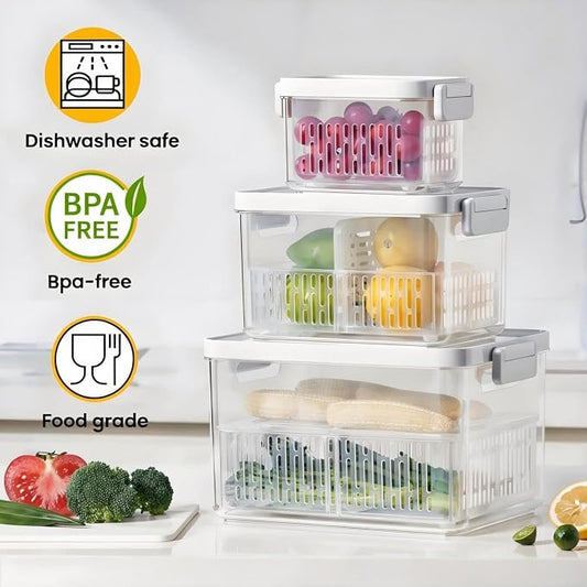 vacane Dishwasher Safe Berry Keeper, Produce Saver, Clear Fruit Containers, BPA-Free Lettuce Keeper, Strawberry Container Keep Food Fresh, 3.8 Cup