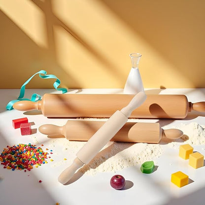 3pcs Wooden Mini Rolling Pin Baking Small Dough Rolling Pins for Fondant Pastry Pizza Crafting and Imaginative Play for Christmas Presents Mini Rolling Pin Rolling Pins Kitchen and Dining(6 Inch)