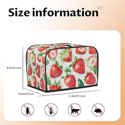 4 Slice Strawberry Fruit Red Toaster Cover Waterproof Dust Fingerprint Bread Machine Cover Washable Kitchen Appliance Protector For Home Kitchen Bakeware Table Decor Women Gifts