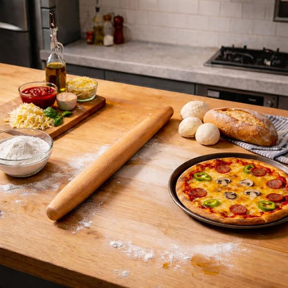17.1 Inch French Rolling Pin – Smooth One-Piece Wooden Dough Roller for Baking, Cookies, Pizza Dough & Pastry