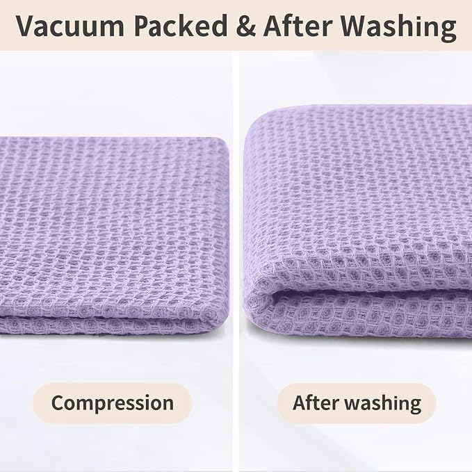 Homaxy 100% Cotton Kitchen Towels and Dishcloths Set, 12 x 12 Inches and 13 x 28 Inches, Set of 8 Bulk Kitchen Towels Set, Ultra Soft Absorbent Dish Cloths for Washing Dishes, Lavender
