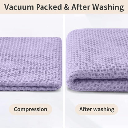 Homaxy 100% Cotton Kitchen Towels and Dishcloths Set, 12 x 12 Inches and 13 x 28 Inches, Set of 8 Bulk Kitchen Towels Set, Ultra Soft Absorbent Dish Cloths for Washing Dishes, Lavender