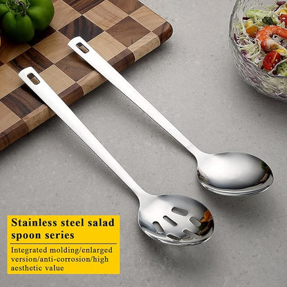 Kyraton Cooking Spoon Set, Stainless Steel Kitchen Cooking Serving, Solid Spoon, Slotted Spoon, Heat Resistant Handle, Dishwasher Safe, Easy to Clean