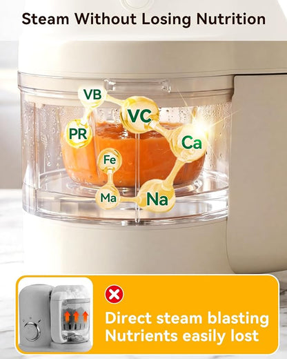 IAGREEA Baby Food Maker, 9-IN-1 Glass Baby Food Processor Steamer Puree Blender Grinder, One Step Auto Cooking Machine for Homemade Baby Food, BPA-Free