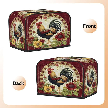 4 Slice Animal Rooster Art Toaster Cover Waterproof Dust Fingerprint Bread Machine Cover Washable Kitchen Appliance Protector For Home Kitchen Bakeware Table Decor Women Gifts