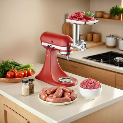 Meat Grinder Attachments for KitchenAid, Sausage Stuffer, Compatible with KitchenAid Stand Mixer of All Models, Aluminum Alloy, Not Dishwasher Safe