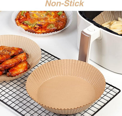 Ailun Air Fryer Paper Liners 6.5inch, 100PCS Non-Stick Parchment Paper,Oil Resistant,Disposable Food Grade Free of Bleach Paper Round for 2-5 QT Air Fryer Baking Roasting Microwave