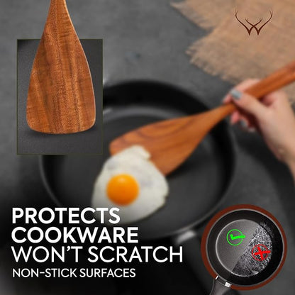 30 Pcs Teak Wooden Utensil Set – Premium Cooking Utensils Set, Natural Wooden Spoons for Cooking - Sturdy Kitchen Utensils & Cooking Spoons for Every Chef