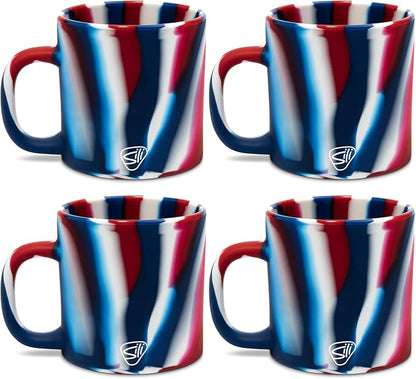 Silipint 16oz Silicone Coffee Mug – Unbreakable Dishwasher Safe Microwave Oven & Freezer Compatible Travel Mug – Non-Toxic Reusable Cup for Hot Coffee Tea or Cold Drinks Pack of 4 The Patriot