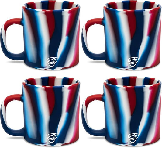 Silipint 16oz Silicone Coffee Mug – Unbreakable Dishwasher Safe Microwave Oven & Freezer Compatible Travel Mug – Non-Toxic Reusable Cup for Hot Coffee Tea or Cold Drinks Pack of 4 The Patriot