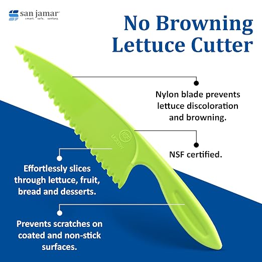 San Jamar Lettuce Knife, Green, 12" L, Plastic, 4" W LK200W - 1 Each