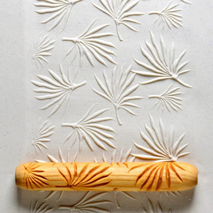 MKM Pottery Tools Wood Hand Rollers for Clay (HR-40 Palmetto Garden)