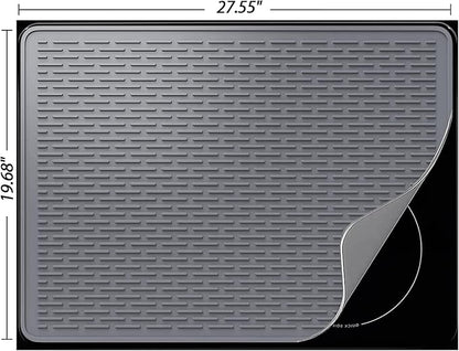 YUHFERA Stove Top Cover for Electric Stove - Silicone Stove Mat for Glass Top, Glass Cooktop Protector, XL Dish Drying Mats for Kitchen,Oven Covers for Electric Stove (Gray,28 x 20)