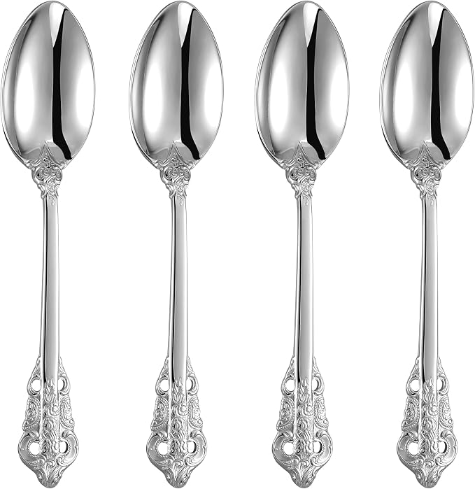 KEAWELL Luxury Dinner Spoon, Set of 4, 18/10 Stainless Steel Tablespoons, Silverware Spoon Set, Mirror Polished, 7.8 Inches (Silver)