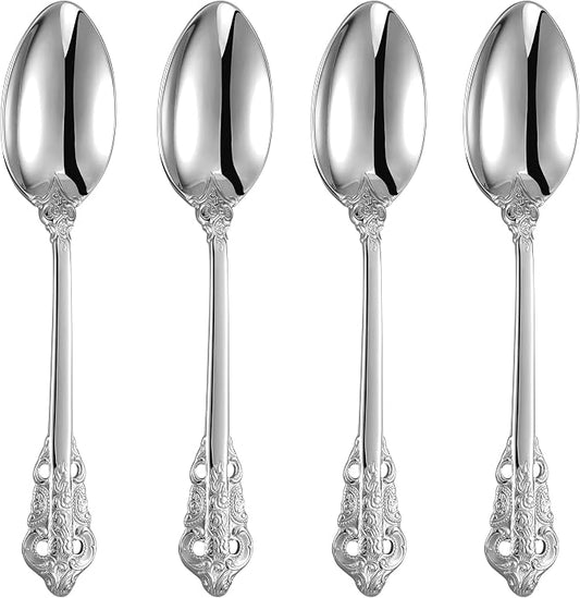 KEAWELL Luxury Dinner Spoon, Set of 4, 18/10 Stainless Steel Tablespoons, Silverware Spoon Set, Mirror Polished, 7.8 Inches (Silver)