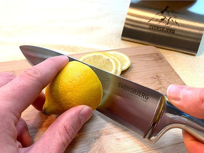 Modern-Silver Chef Kitchen Knife Set with Block, Chef Knife Set for Cooking, Knife Set for Kitchen, Stainless Steel, Sharp, German Brand | SB-KS101-MB101