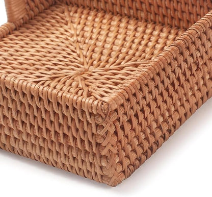 2 Pack Rattan Napkin Holder Square, Napkin Holders for Paper Napkins, 7.5" x 7.5" x 2.5", Wicker Napkin Tray, Woven Guest Towel Holder for Restaurant/Kitchen/Bathroom Napkin Holder for Table