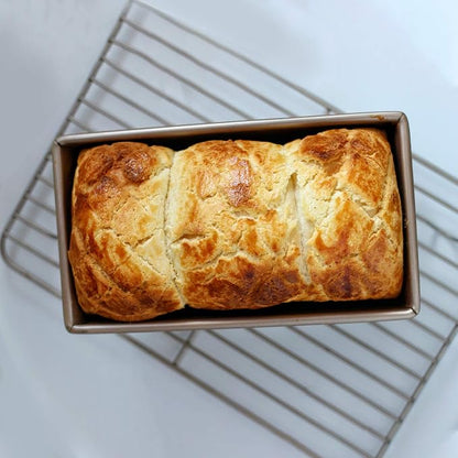 CHEFMADE Pullman Loaf Pan with Lid, 1Lb Dough Capacity Non-Stick Rectangle Corrugated Bread Pan Bakeware, Toast Mold with Cover for Oven Baking Cakes, Breads and Meatloaf (Champagne Gold)
