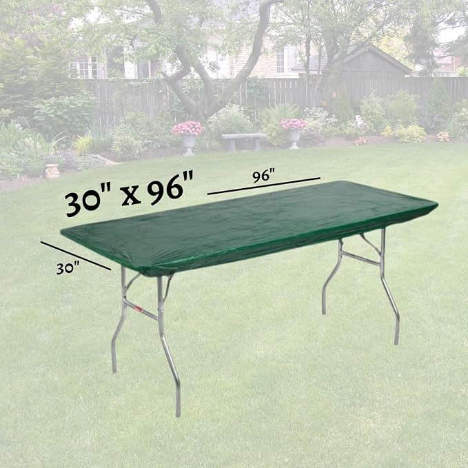 Kwik-Covers 8' Rectangle Plastic Table Covers 30" x 96", Bundle of 5 (Hunter Green)