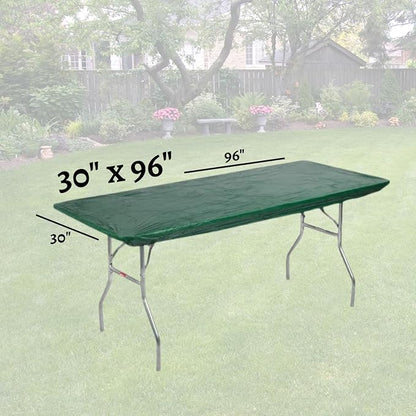 Kwik-Covers 8' Rectangle Plastic Table Covers 30" x 96", Bundle of 5 (Hunter Green)