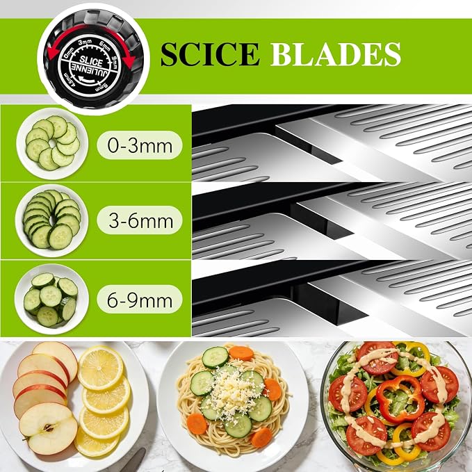 MASTERTOP Mandoline Slicer Adjustable Stainless Steel Food Slicer for Kitchen Vegetable Onion Potato Fruit French Fry Cutter Potato Chip Julienne Slicers with Cut Resistant Gloves