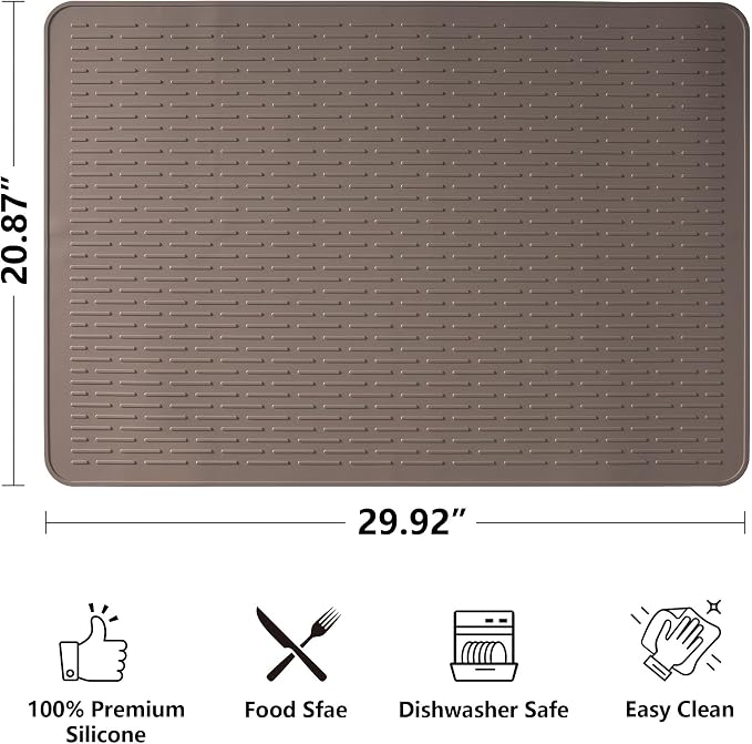 Stove Top Cover for Electric Stove- Range Covers for Electric Stove,Silicone XXL Dish Drying Mat, Glass Cooktop Covers, Flat RV Range top Mats (Coffee Thickened, 30"x21")