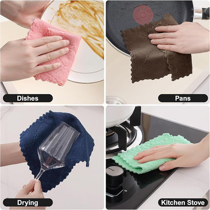 Homaxy Dish Cloths 18 Pack-7" x 9", Coral Velvet Microfiber Cleaning Rags, Nonstick Oil Fast Dry Dishcloths