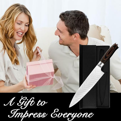 Chef Knife,Super Sharp Professional Kitchen Knife,Ultimate 8 Inch Chef's Knife with Ergonomic Handle, Gift Box for Family & Restaurant (brown)
