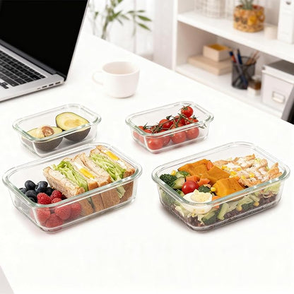 GENICOOK Glass Meal Prep Containers Set, 15 Pack Airtight Food Storage Containers with Locking Lids, Borosilicate Glass Lunch Containers BPA-Free for Healthy Eating, Microwave Oven Dishwasher Safe