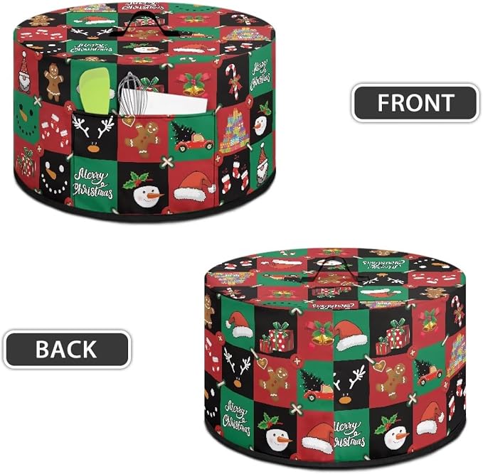 Christmas Patchwork Patterns Slow Cooker Dust Cover 6-8 qt Crock for Pot Keep Gingerbread Small Kitchen Appliance Clean Kitchen Home Accessories Decor Cover