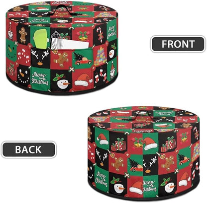 Christmas Patchwork Patterns Slow Cooker Dust Cover 6-8 qt Crock for Pot Keep Gingerbread Small Kitchen Appliance Clean Kitchen Home Accessories Decor Cover