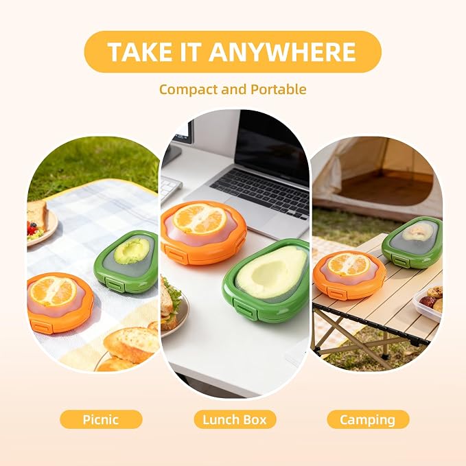 KMOSENIA 2pc Fruit Storage Containers for Fridge, Avocado Saver and Onion Storage Set, Reusable Silicone Food Storage Containers for Tomatoes, Lemons, and Potatoes (2)