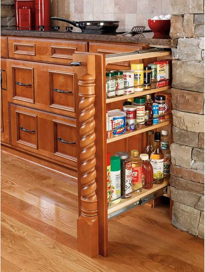 Rev-A-Shelf 432-BF-3C 3" Wood Base Cabinet Pullout Filler Organizer with Adjustable Shelves