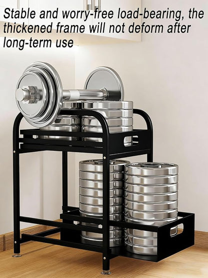 2 Tier Pull-out Storage Organizer, Slide Out Kitchen Cabinet Storage Sliding Shelves, Under Sink Organizers Drawer, Multi-Purpose Storage Rack for Kitchen Pantry, Bathroom Countertop Storage (Black)